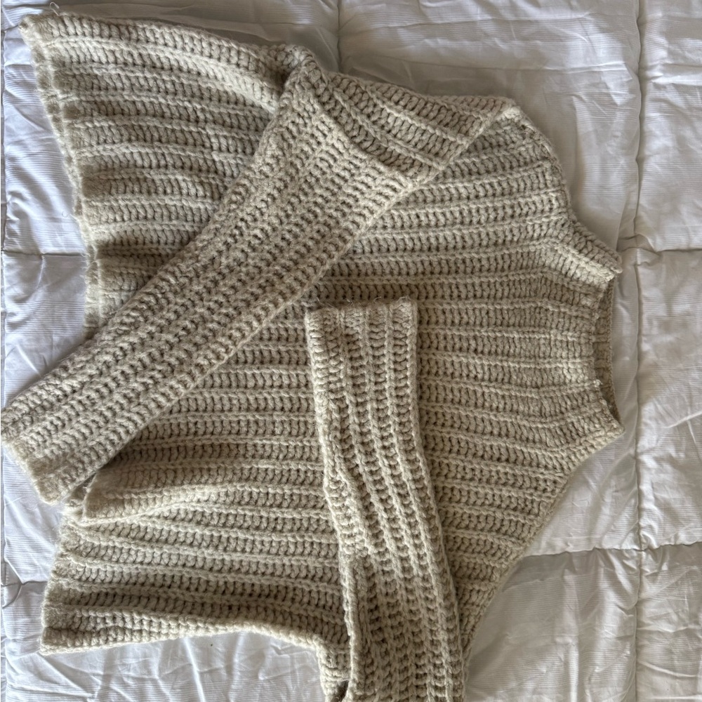 Aerie Cream Ribbed Knit Sweater